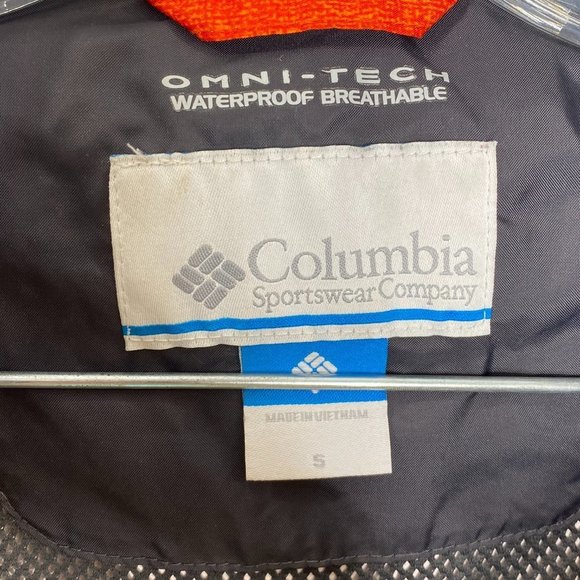 Columbia men's size Small, omni-tech, full zip orange hooded rain jacket. - Picture 8 of 9